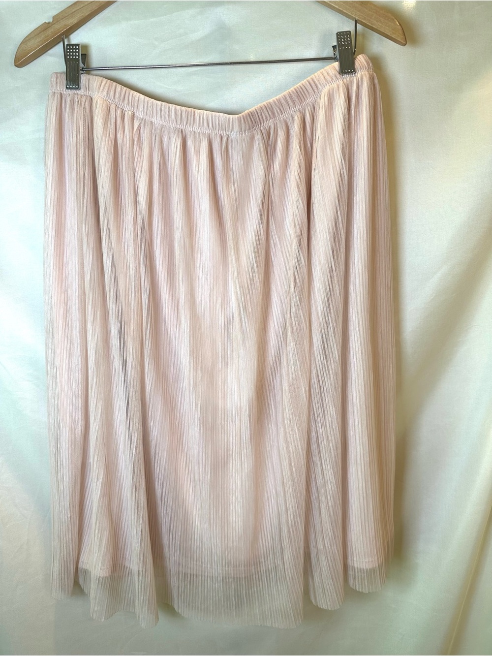 Women's ethereal tulle pleated lined Midi Skirt - Blush Pink balletcore romantic